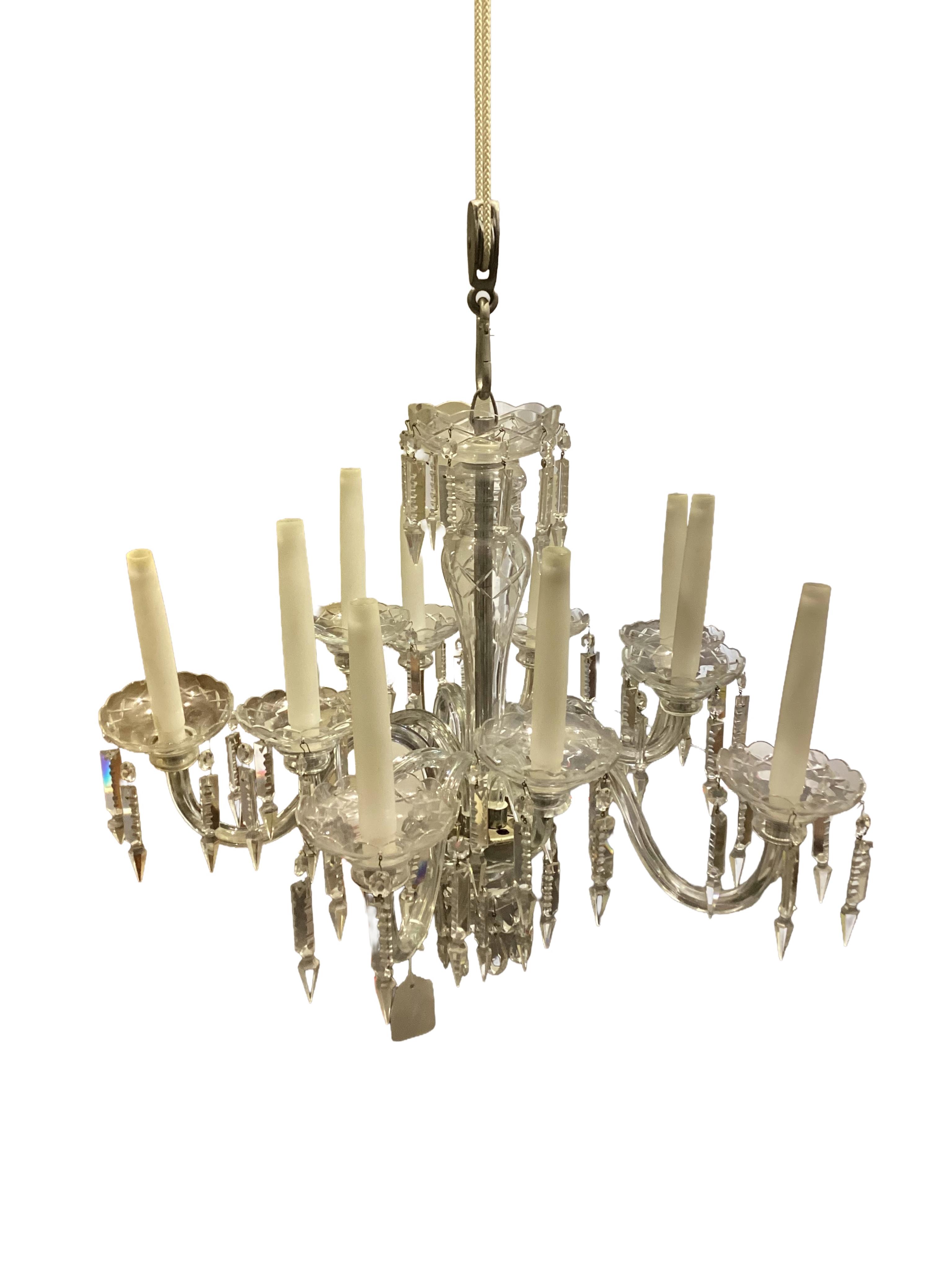 A cut glass chandelier